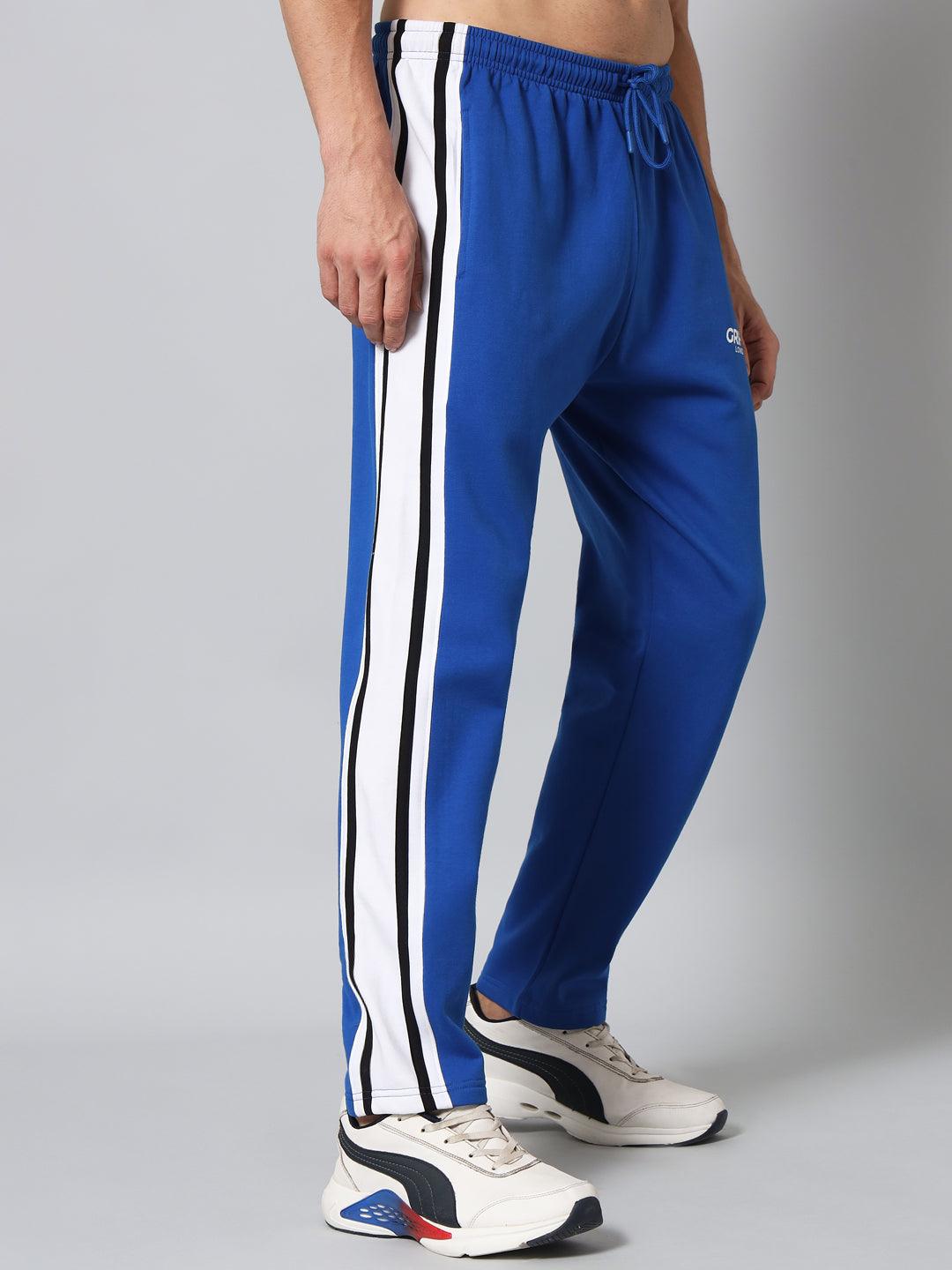 GRIFFEL Men Fleece Color Blocked Front Logo Royal Trackpants - griffel