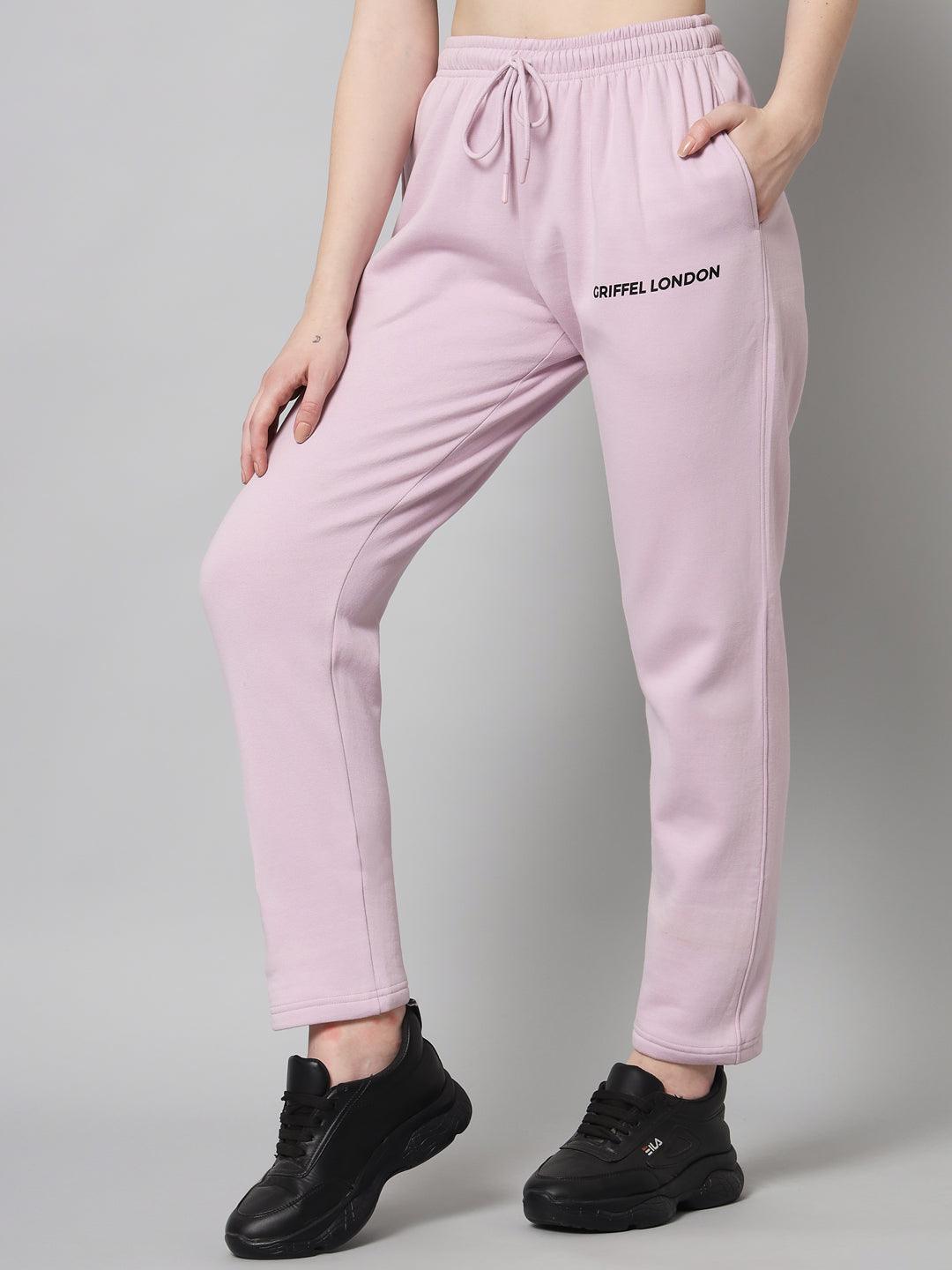 Copy of Griffel Women’s Front Logo Basic Solid Light Purple Trackpant - griffel