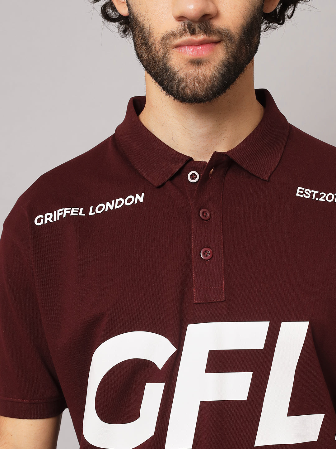 GRIFFEL Men's Maroon Cotton Polo T-shirt - griffel