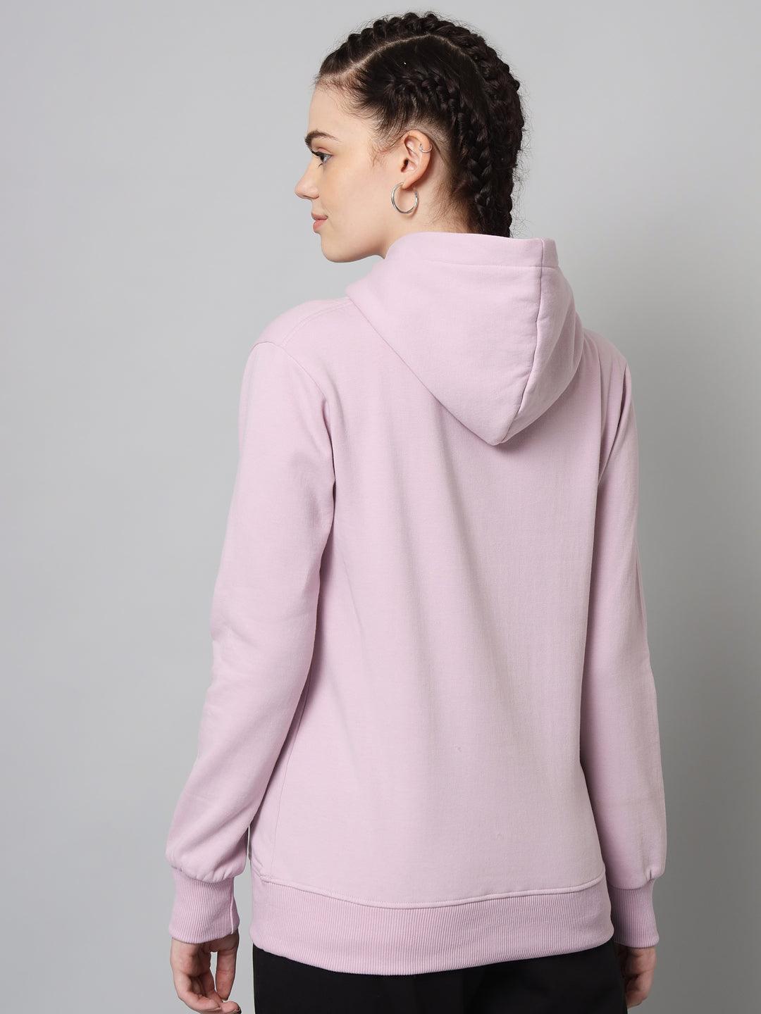 Griffel Women’s Cotton Fleece Full Sleeve Light Purple Hoodie Sweatshirt - griffel