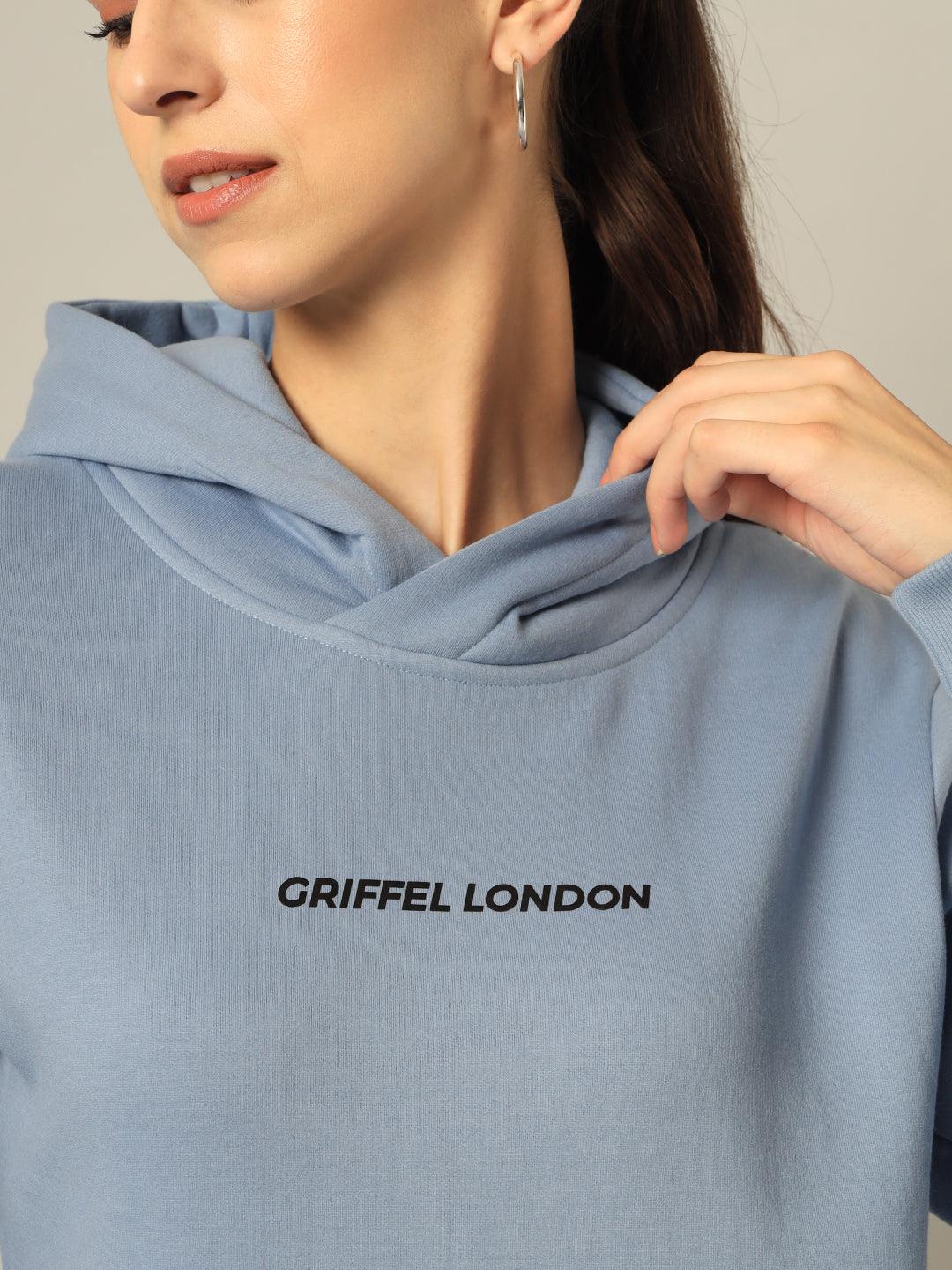 Griffel Women’s Cotton Fleece Full Sleeve Sky Blue Hoodie Sweatshirt - griffel