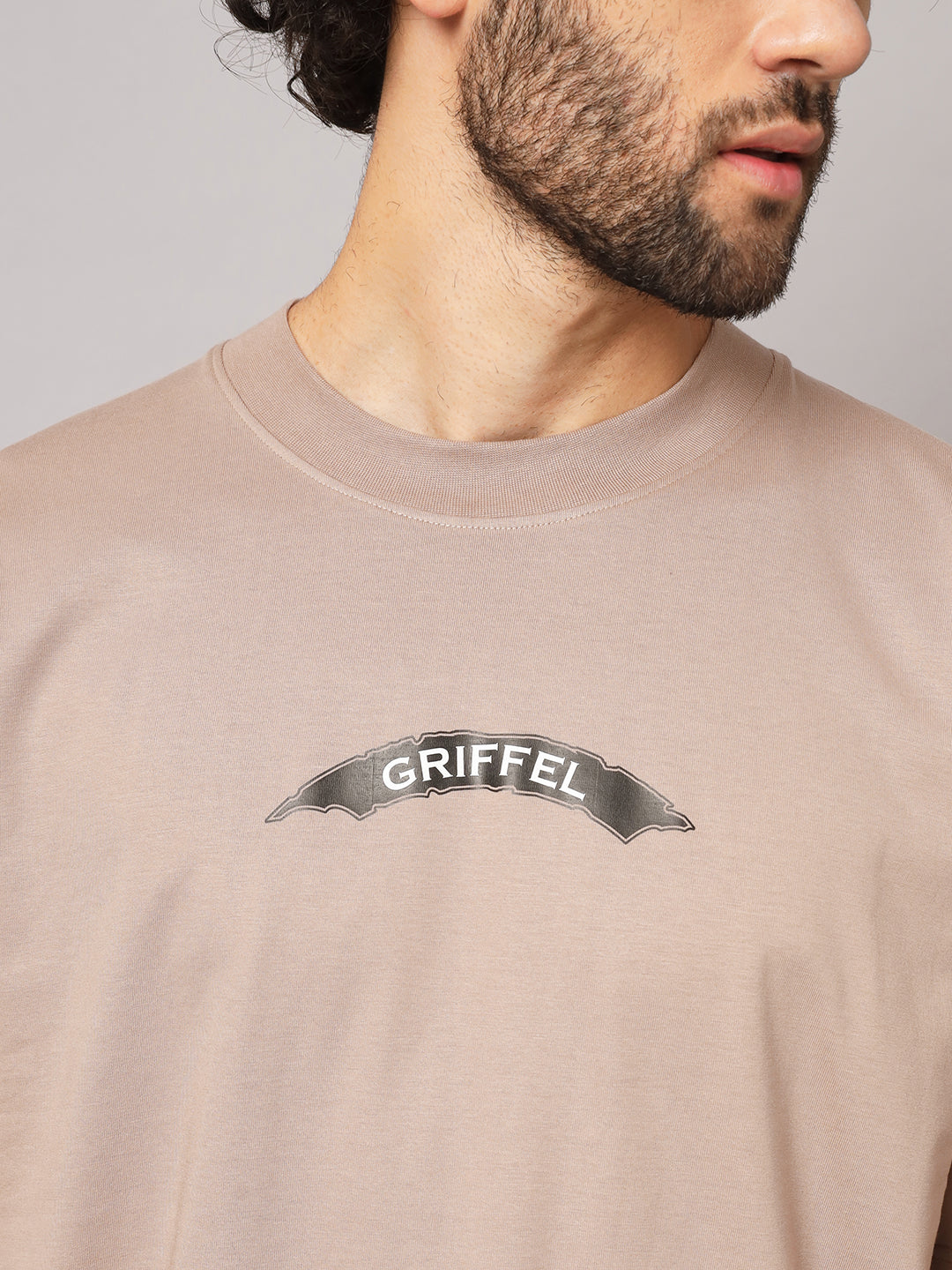 GRIFFEL Men Camel GRIFFEL EYE Oversized T-shirt - griffel