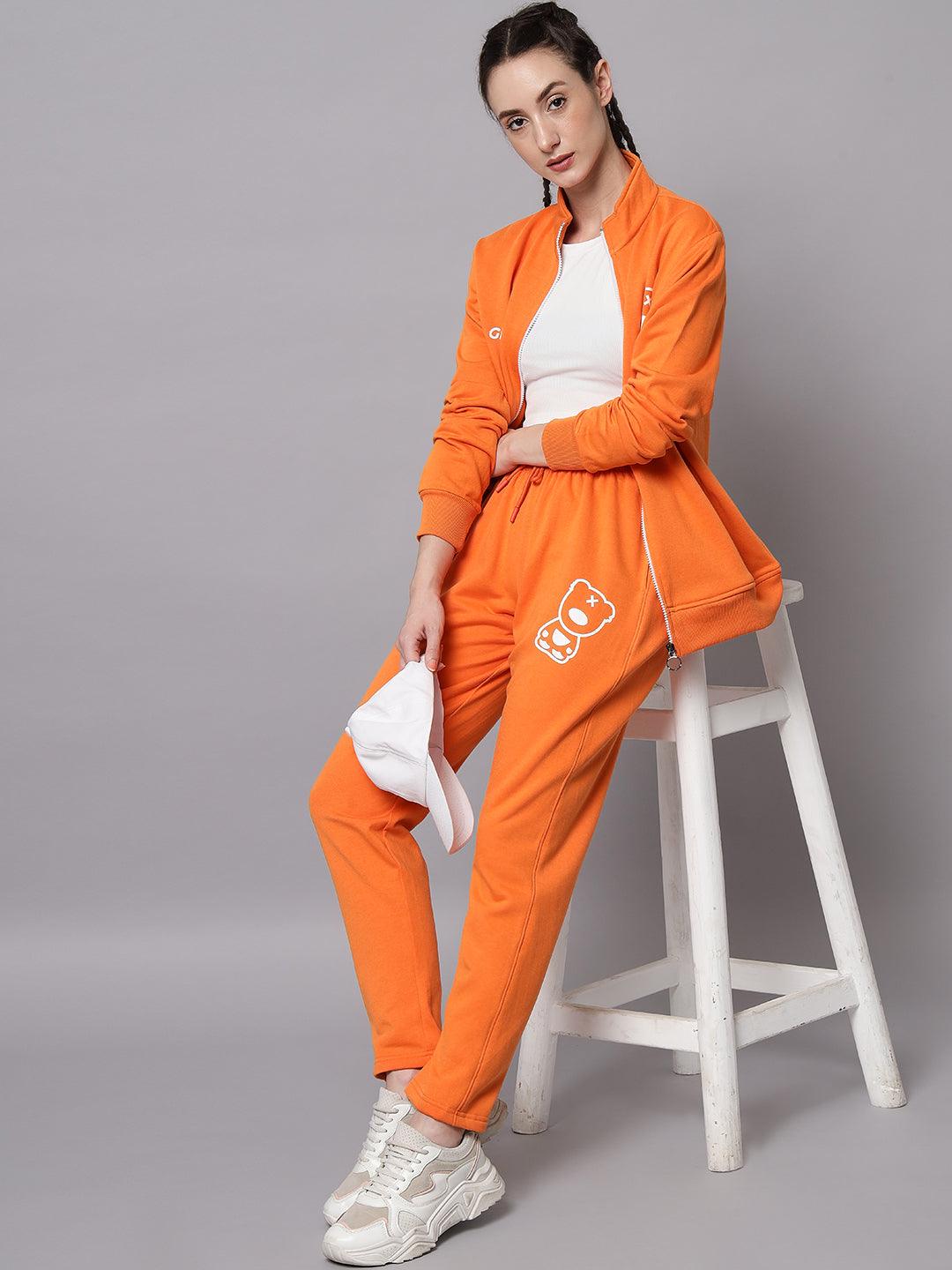 Griffel Women’s Front Logo Color Printed Orange Trackpant - griffel