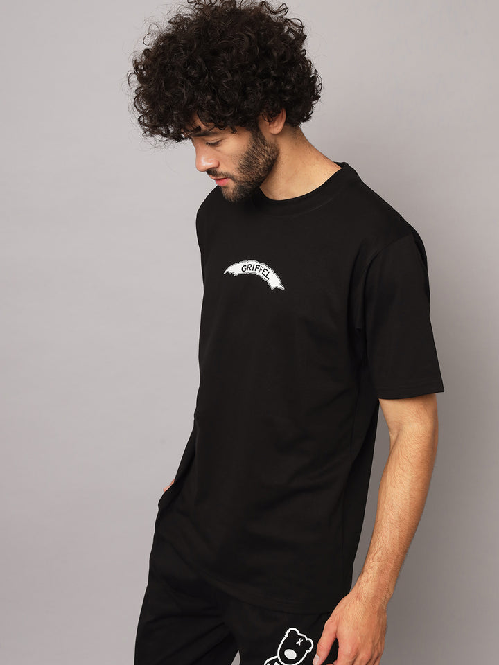 GRIFFEL Men Printed Black Loose fit T-shirt - griffel