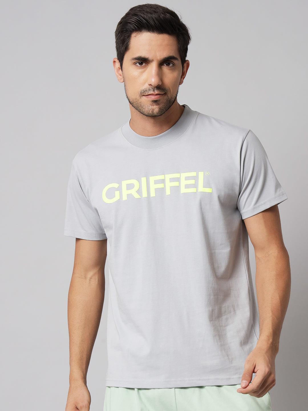 GRIFFEL Men Placement Print Grey Regular fit T-shirt - griffel