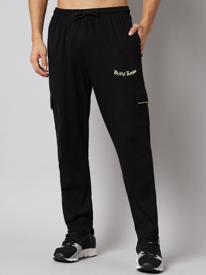 GRIFFEL Men Basic Solid Black Loose fit Trackpant - griffel