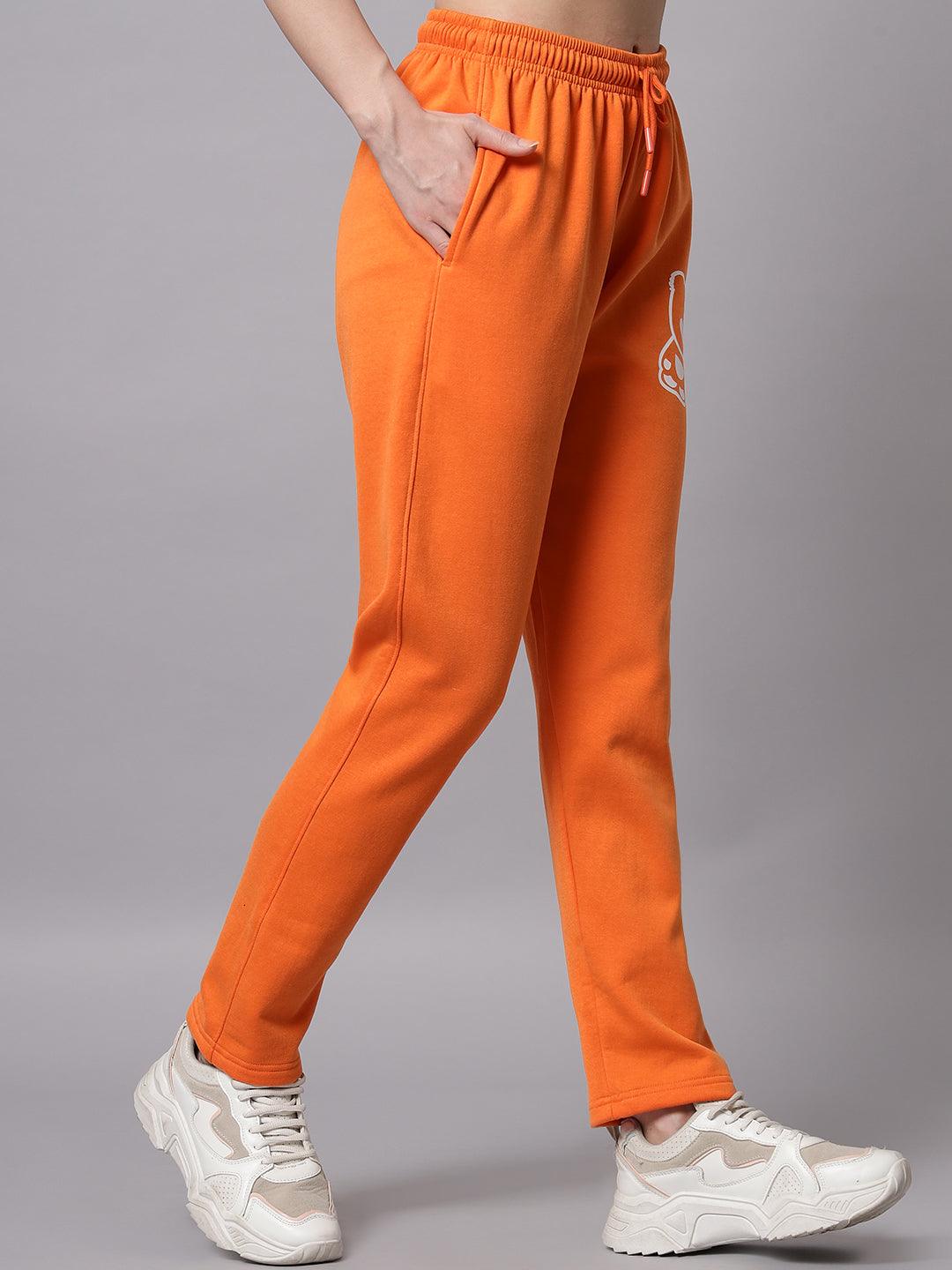 Griffel Women’s Front Logo Color Printed Orange Trackpant - griffel