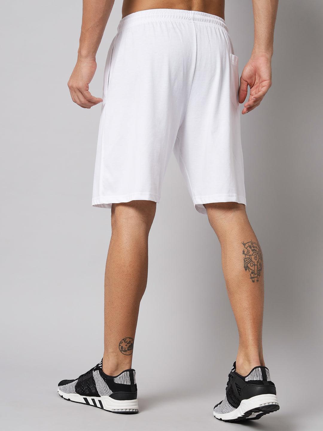 GRIFFEL Men Basic Solid White Regular fit Shorts - griffel