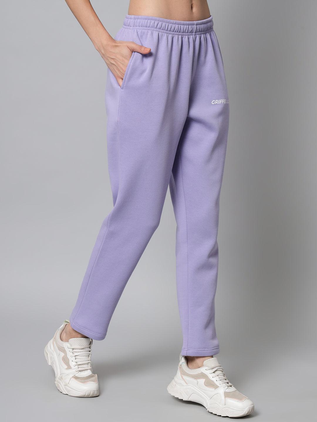 Griffel Women’s Front Logo Basic Solid Mauve Trackpant - griffel