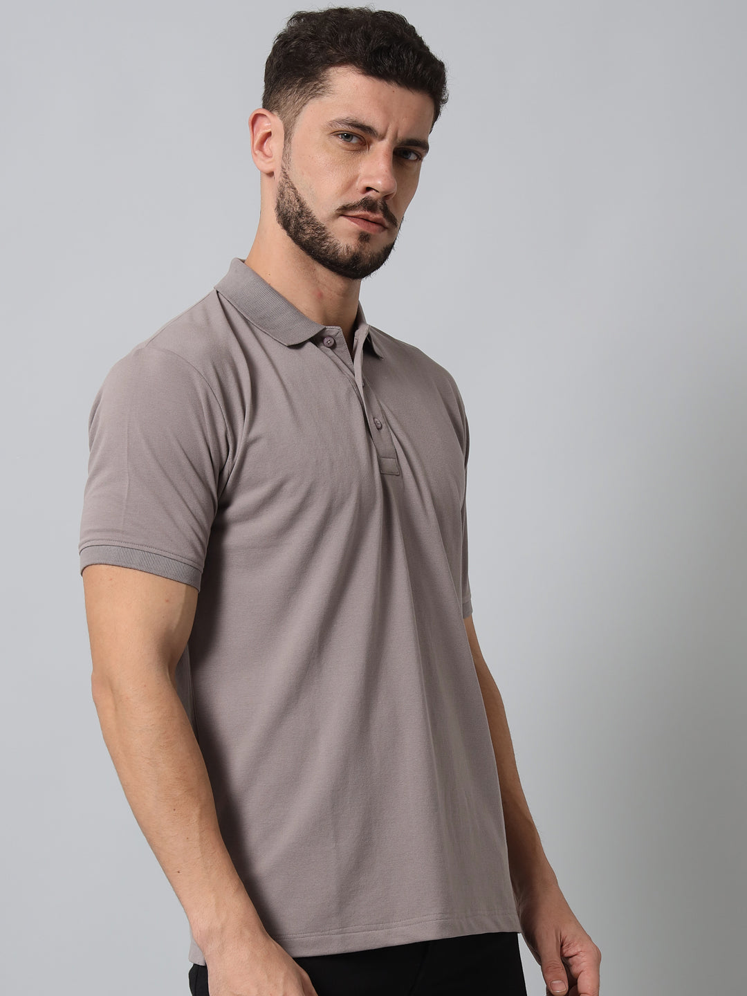 GRIFFEL Men's Steel Grey Cotton Polo T-shirt - griffel