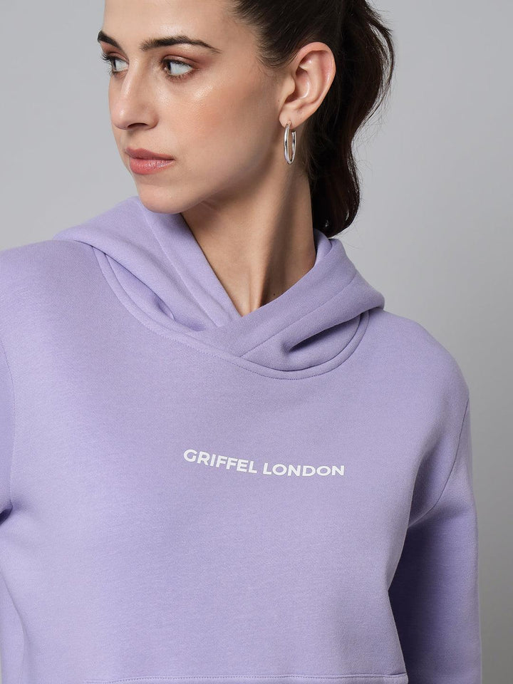 Griffel Women’s Cotton Fleece Full Sleeve Mauve Hoodie Sweatshirt - griffel