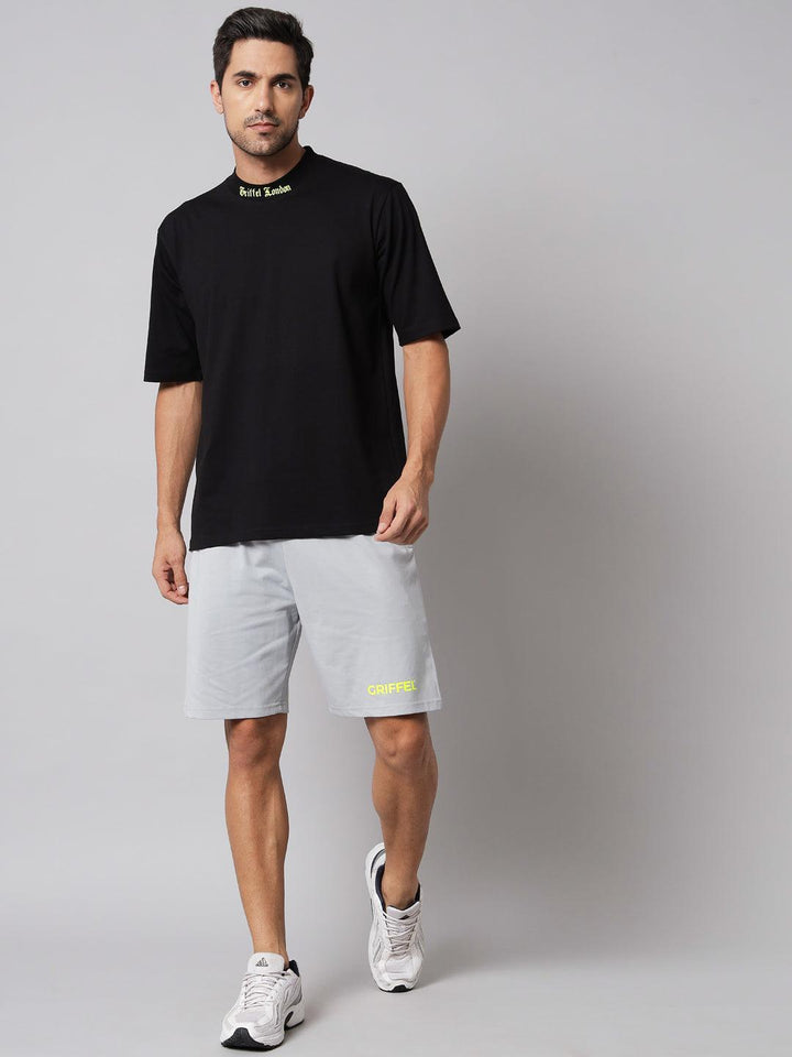 GRIFFEL Men Basic Solid Grey Regular fit Shorts - griffel