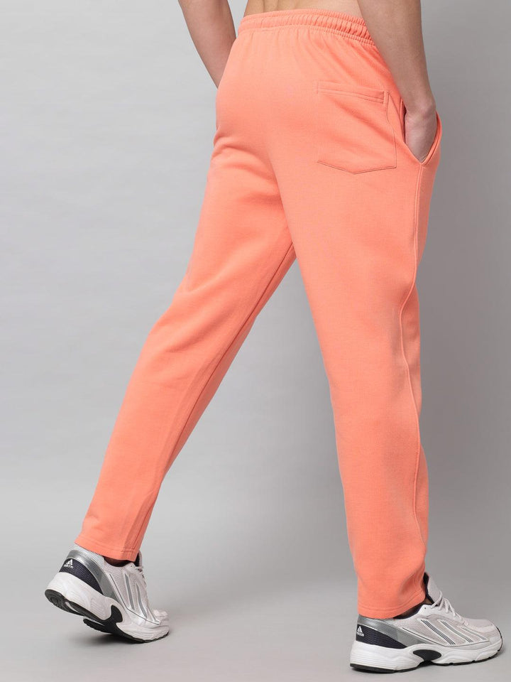 GRIFFEL Men Fleece Basic Solid Front Logo Peach Trackpants - griffel