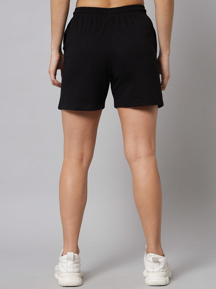 GRIFFEL Women Placement Print Oversized Loose Fit Black Short - griffel
