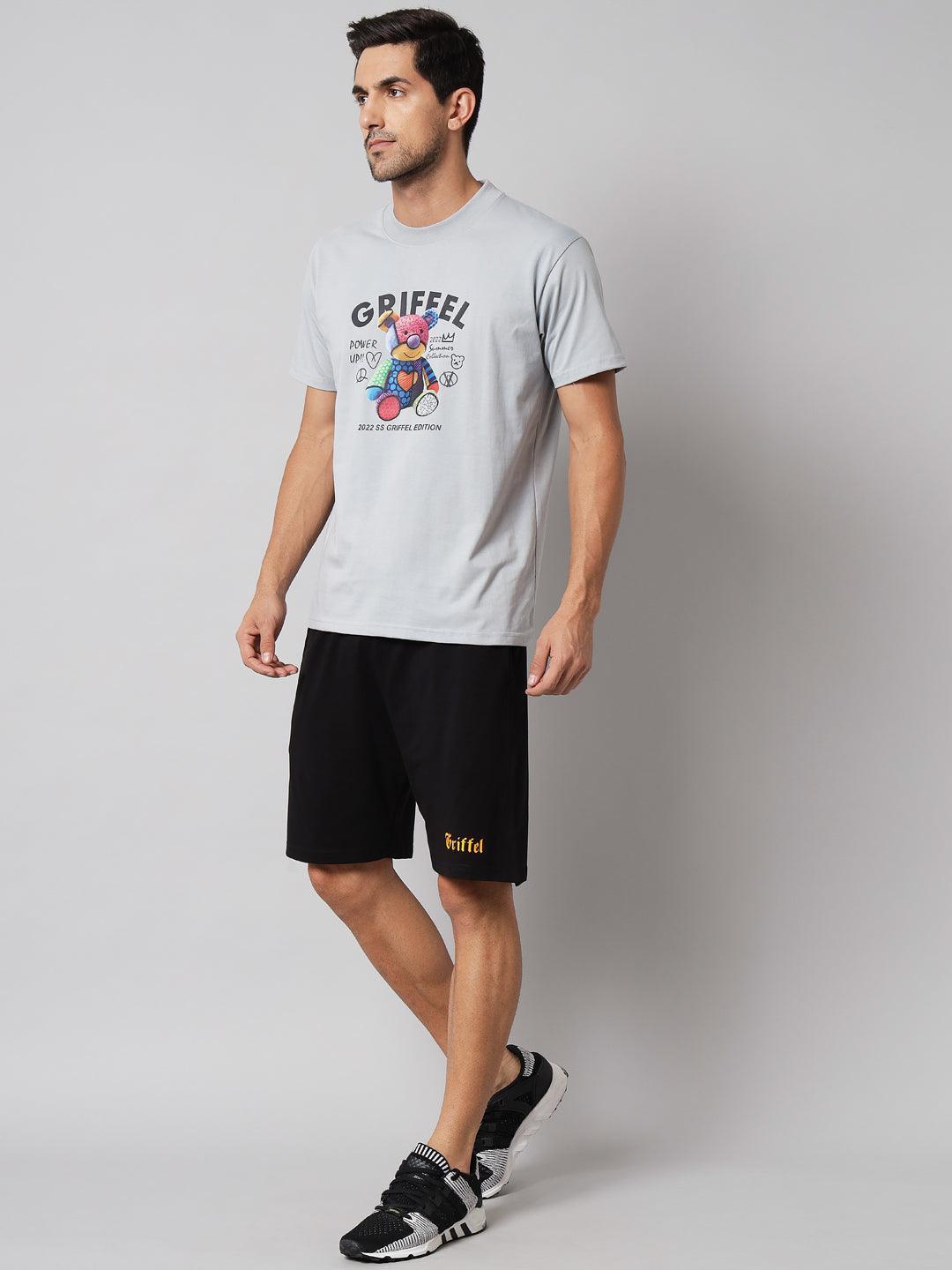 GRIFFEL Men Basic Solid Black Regular fit Shorts - griffel