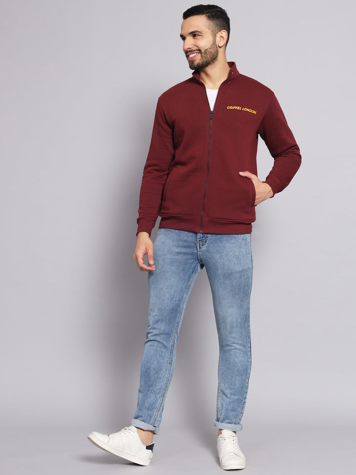 Griffel Men's Cotton Fleece Zipper Sweatshirt with Long Sleeve and Front Logo Print - griffel