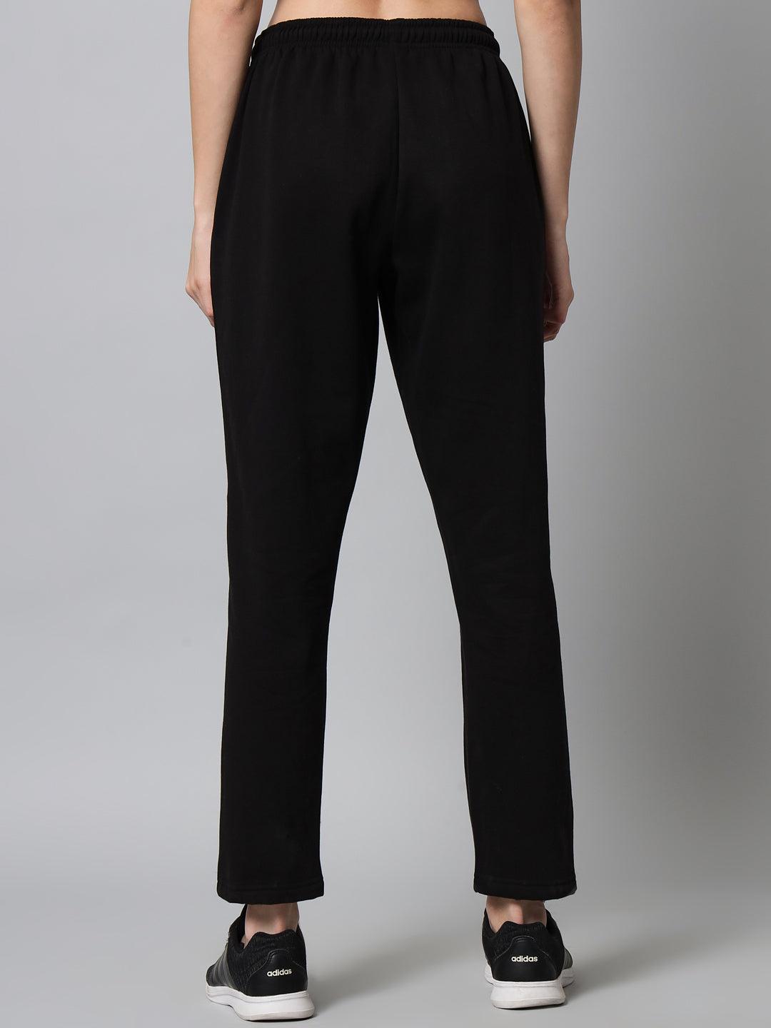 Griffel Women’s Front Logo Printed Black Trackpant - griffel