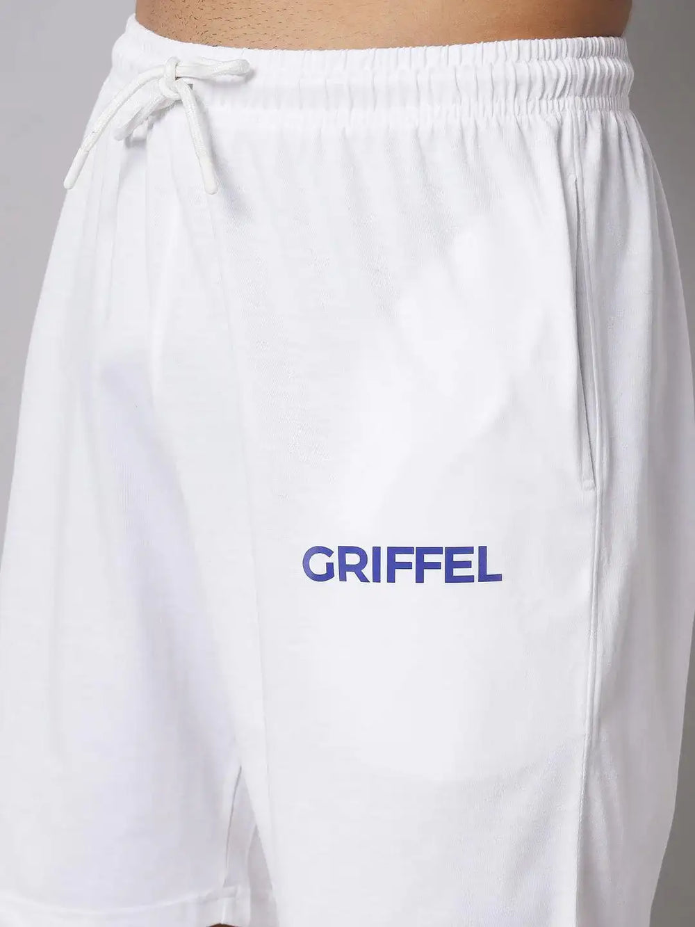GRIFFEL Men Basic Solid White Regular fit Shorts - griffel