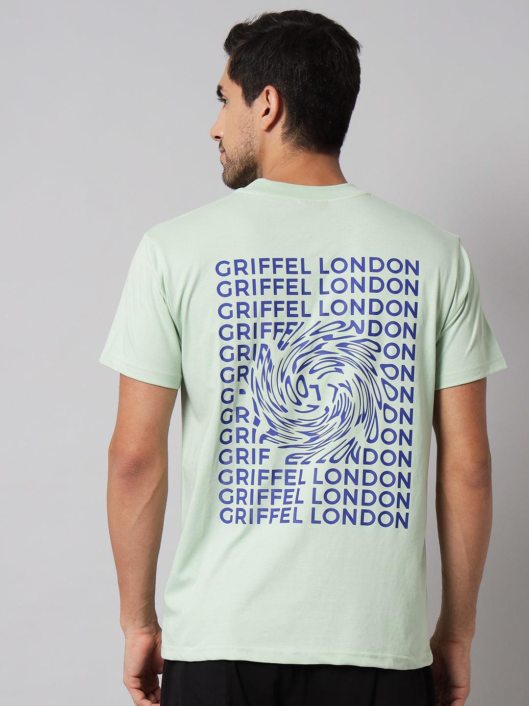 GRIFFEL Men Placement Print Green Regular fit T-shirt - griffel