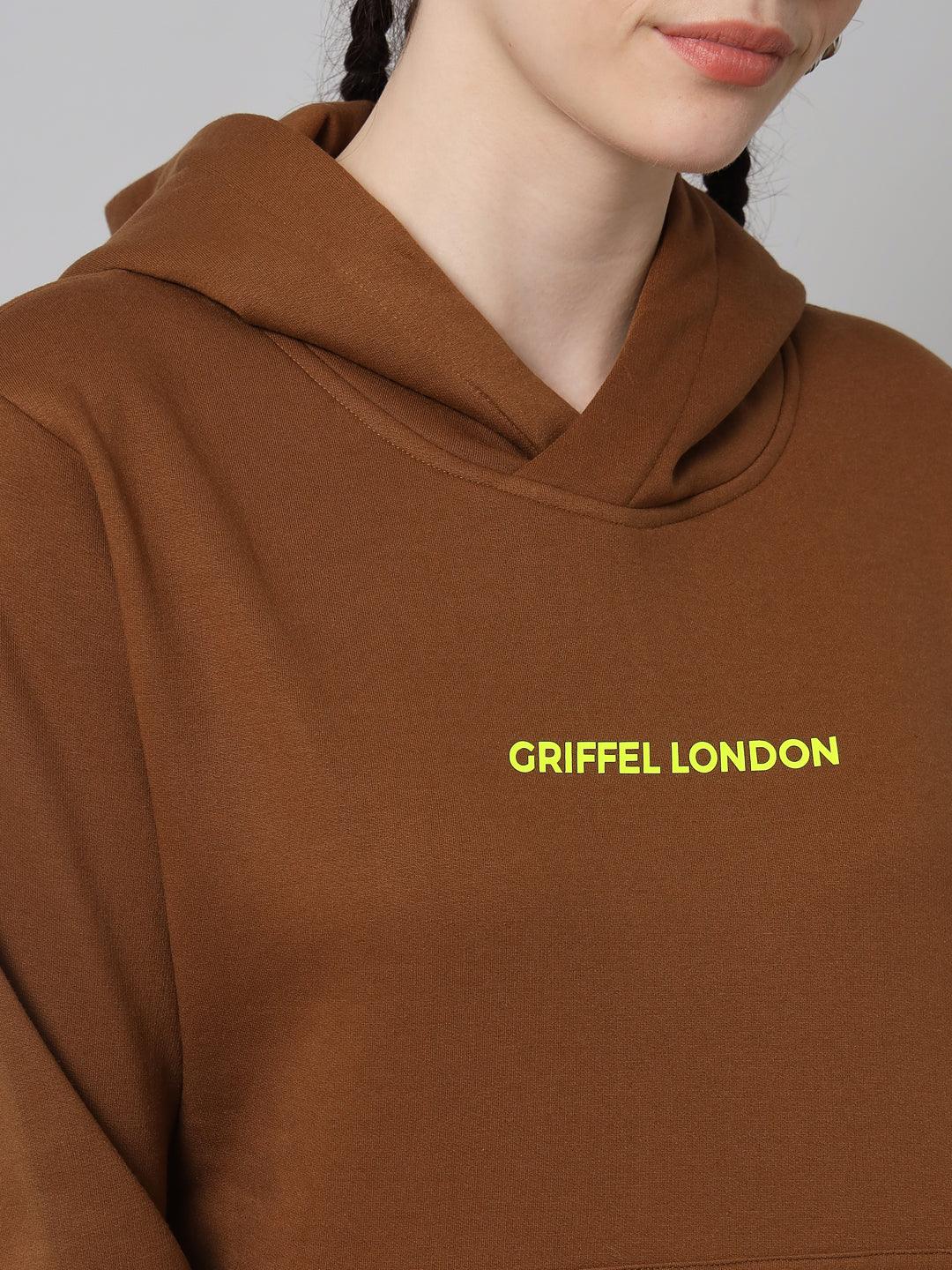 Griffel Women’s Cotton Fleece Full Sleeve Coffee Hoodie Sweatshirt - griffel