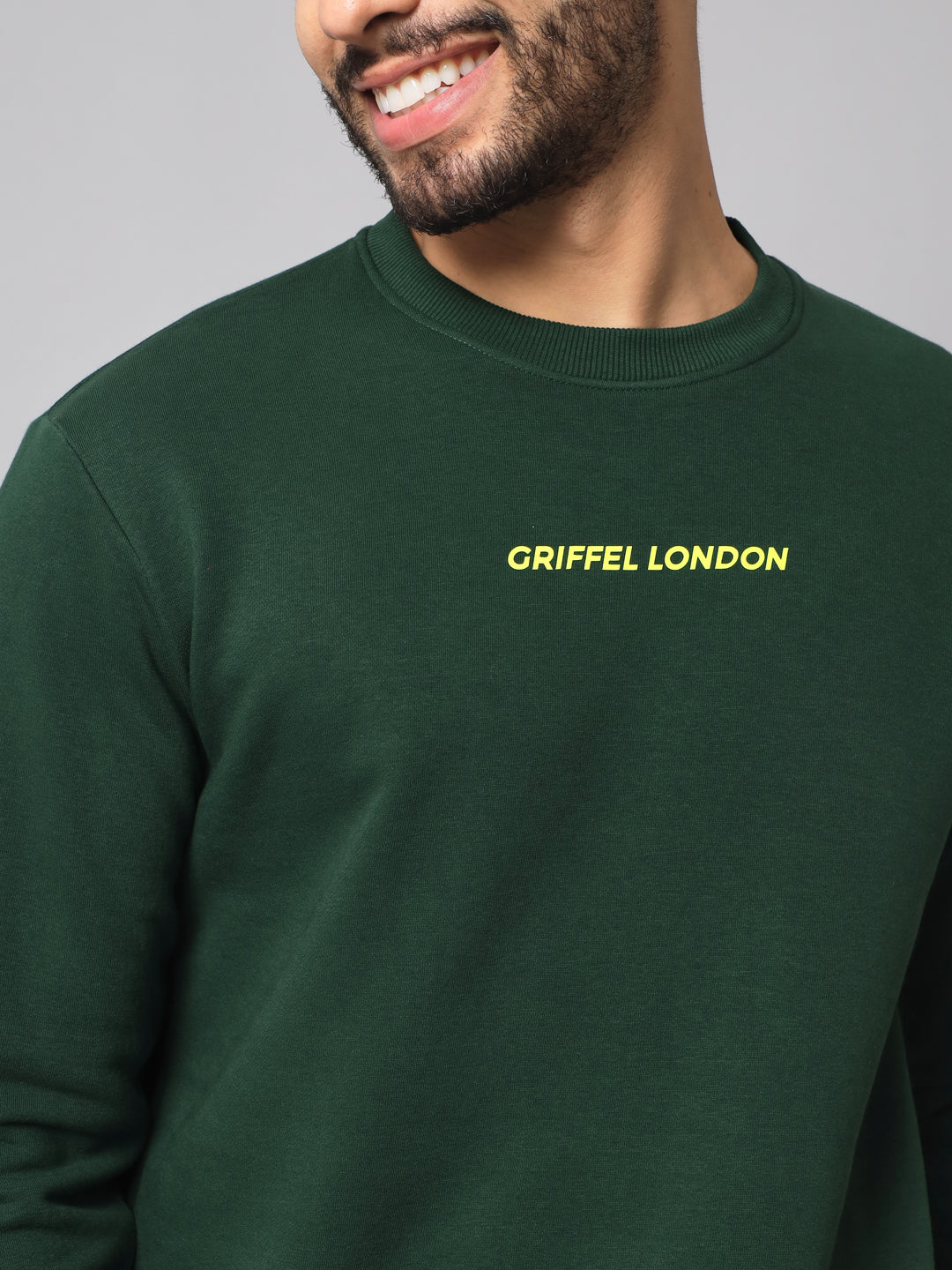 Copy of Griffel Men's Front Logo Solid Fleece Basic R-Neck and Joggers Full set Sea Green Tracksuit - griffel