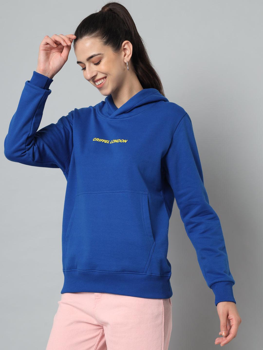Griffel Women’s Cotton Fleece Full Sleeve Royal Hoodie Sweatshirt - griffel
