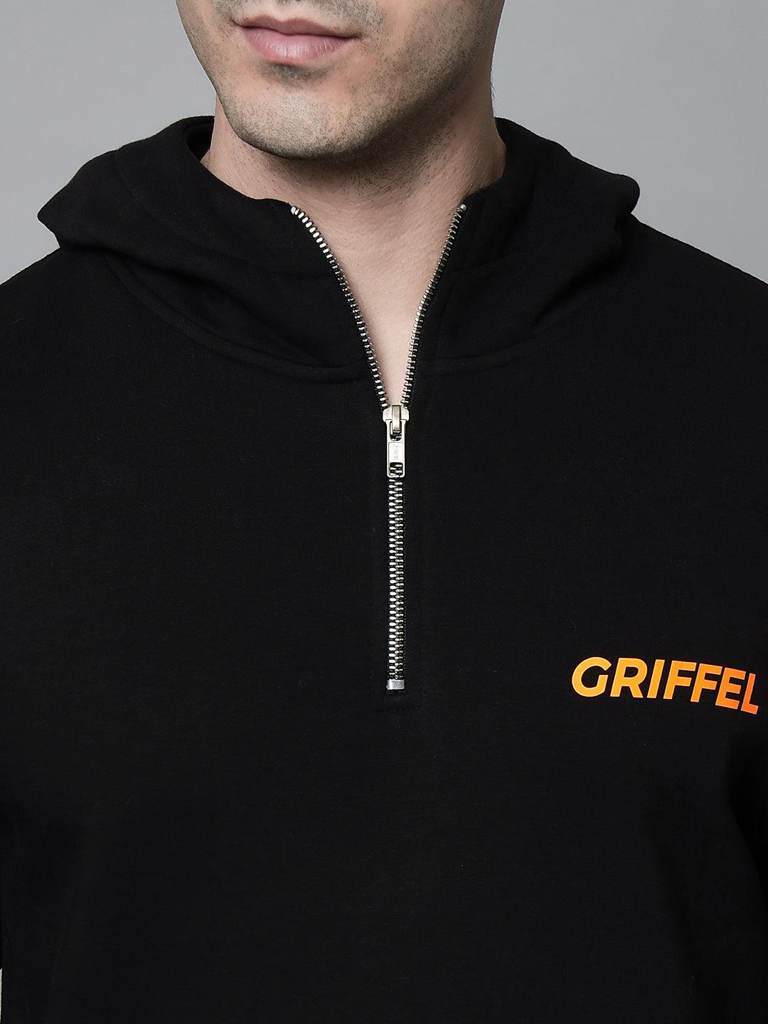 Griffel Men's Cotton Fleece Colorblocked Sweatshirt with Long Sleeve and Front Logo Print - griffel