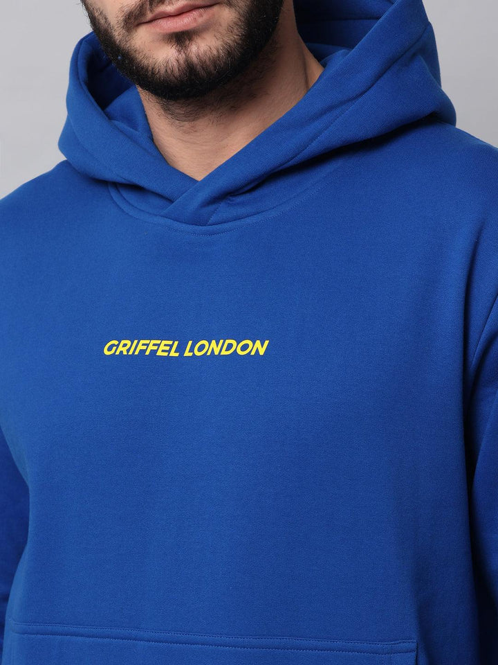 Griffel Men's Front Logo Solid Fleece Basic Hoodie and Joggers Full set Royal Tracksuit - griffel