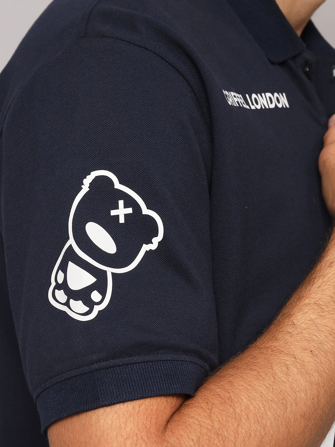 GRIFFEL Men's Navy Cotton Polo T-shirt - griffel