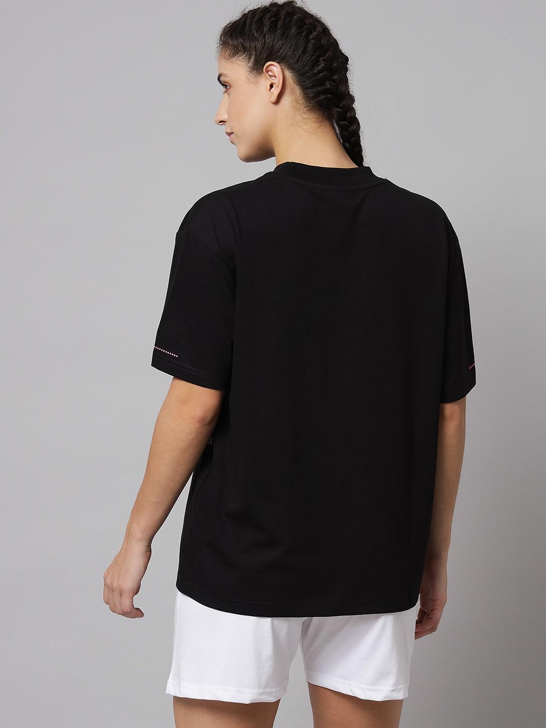 GRIFFEL Women Teddy Print Loose fit Black T-shirt - griffel