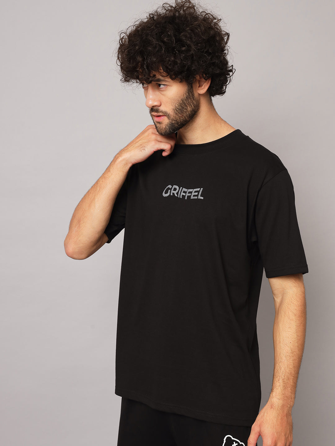 GRIFFEL Men Printed Black WILD SIDE Oversized T-shirt - griffel