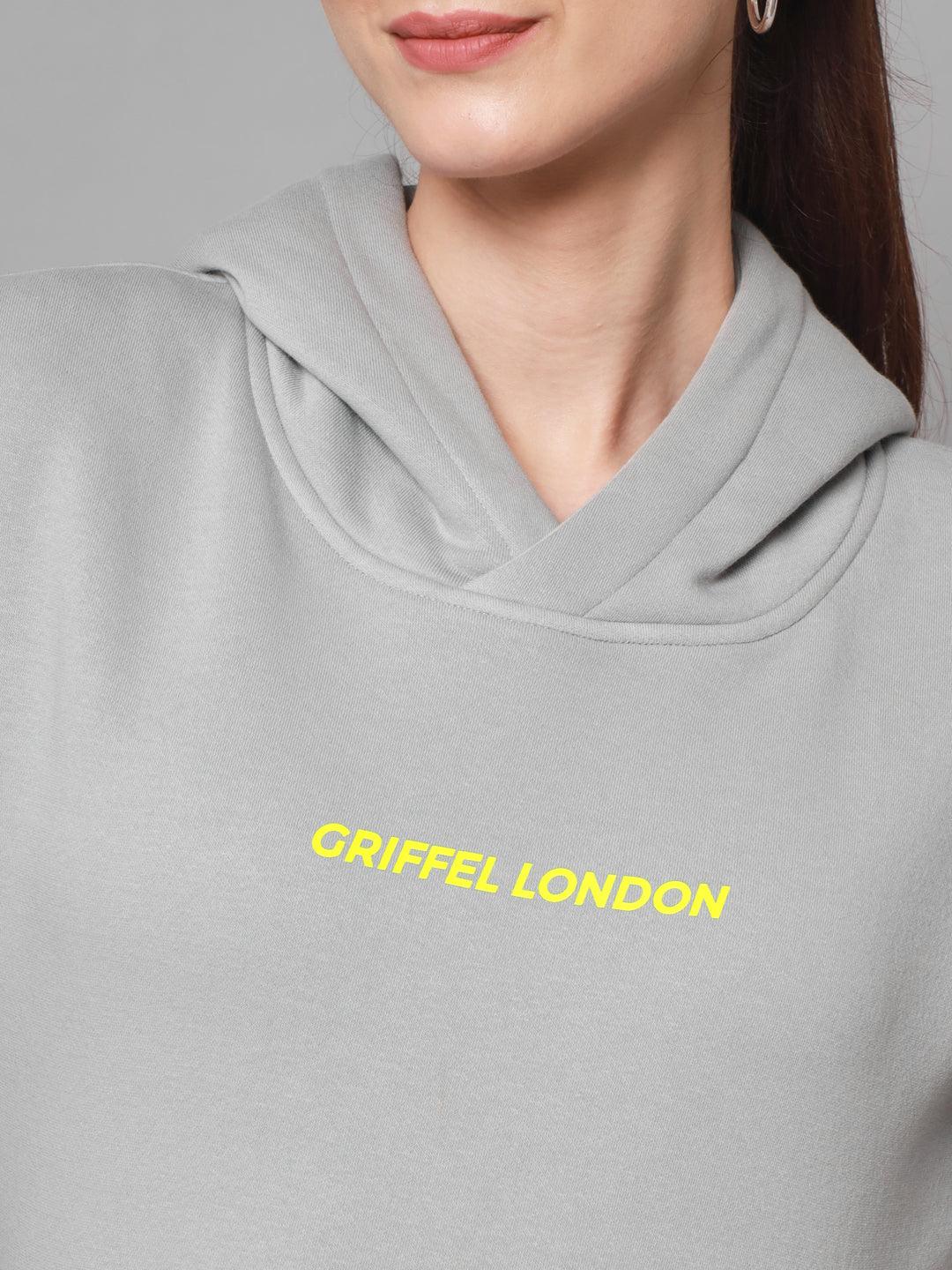 Griffel Women Solid Fleece Basic Hoodie and Joggers Full set Steel Grey Tracksuit - griffel