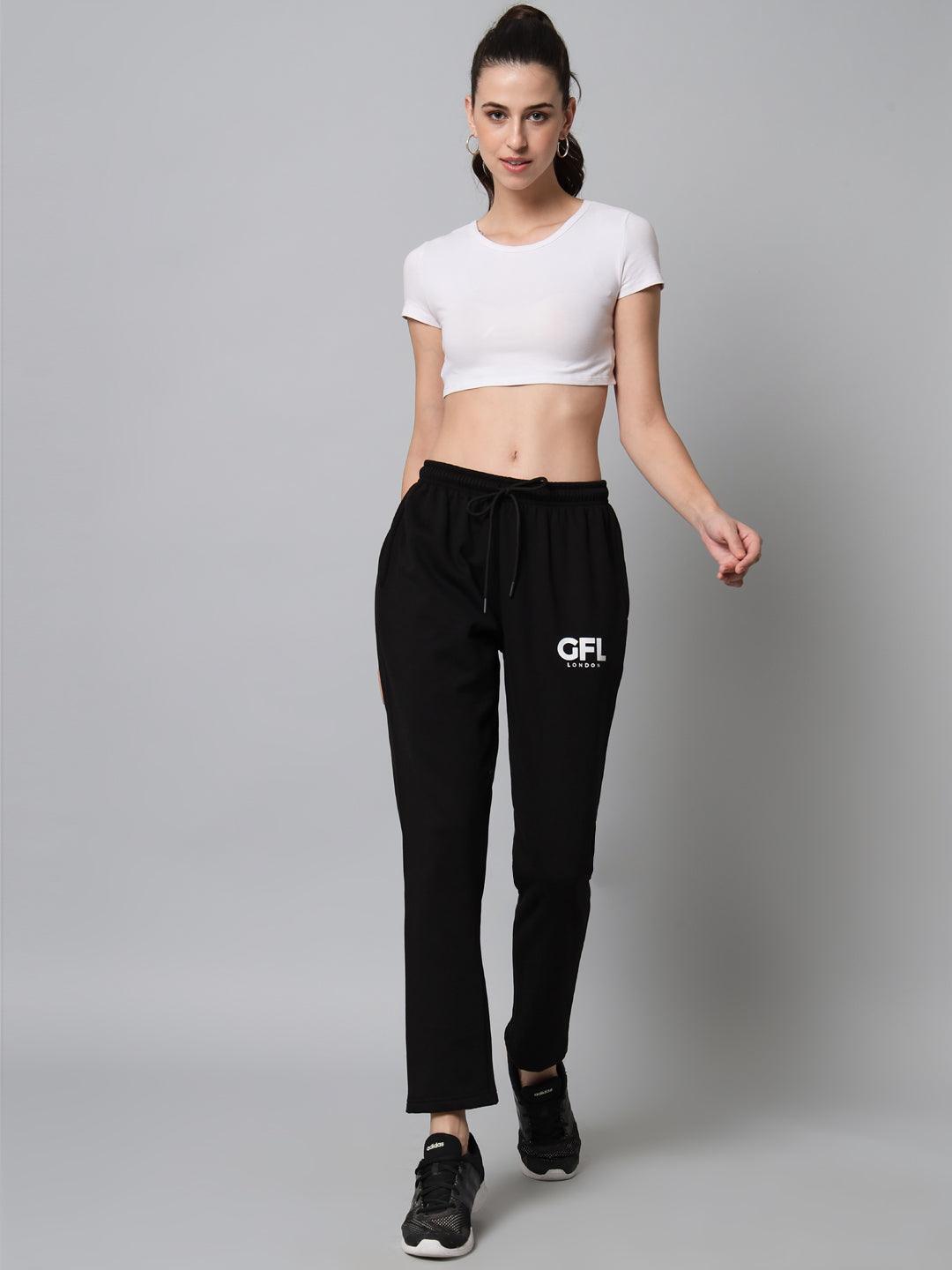 Griffel Women’s Front Logo Printed Black Trackpant - griffel