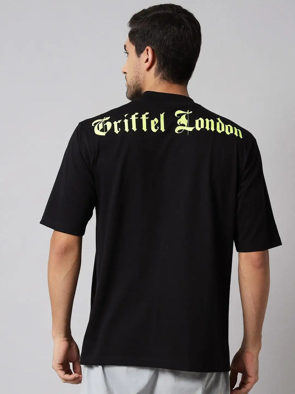 GRIFFEL Men Placement Print Black Regular fit T-shirt - griffel