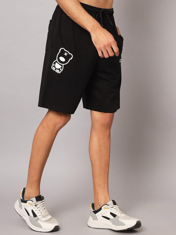 GRIFFEL Men Basic Solid Black Loose fit Shorts - griffel