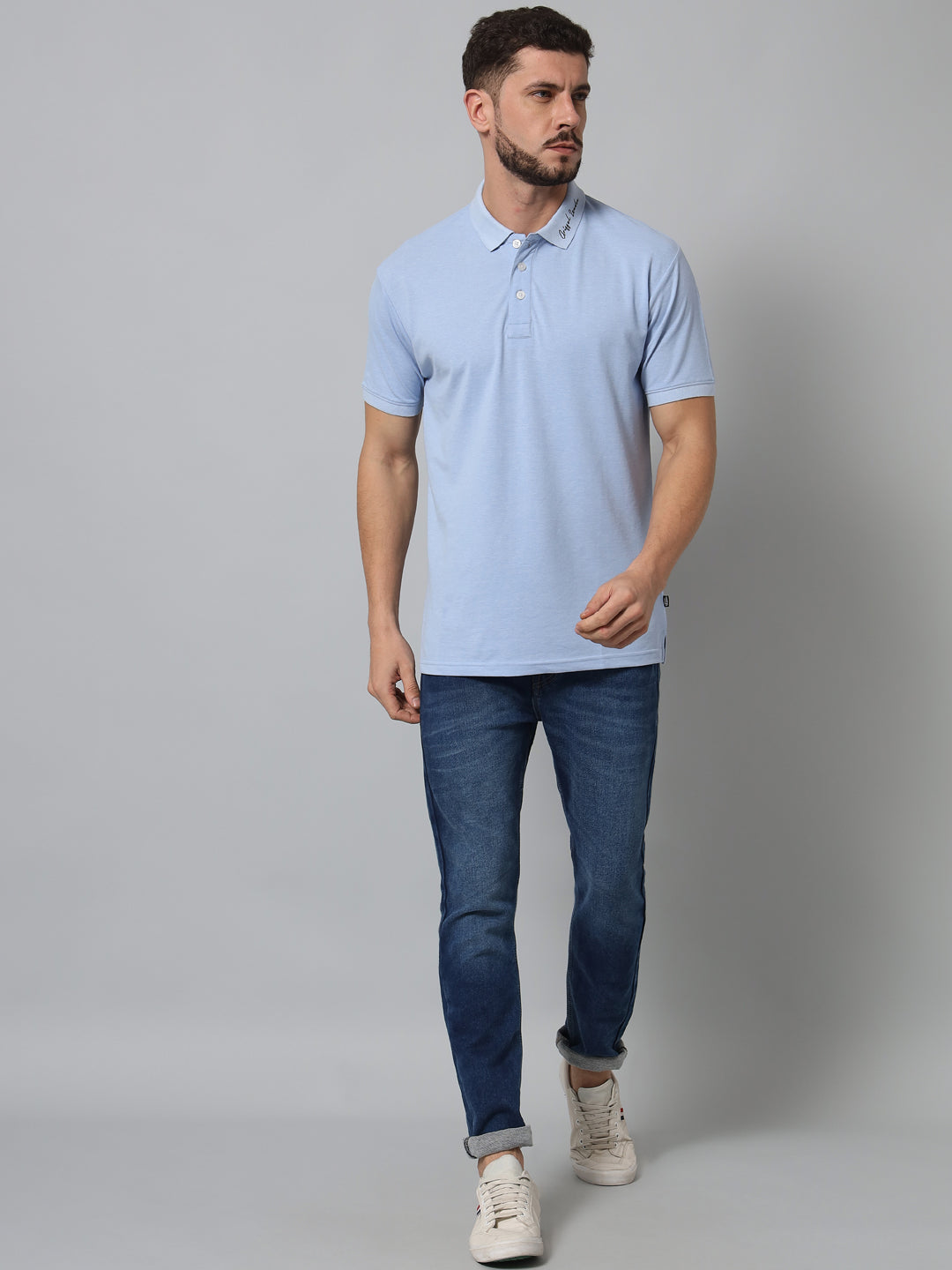 GRIFFEL Men's Sky Cotton Polo T-shirt - griffel