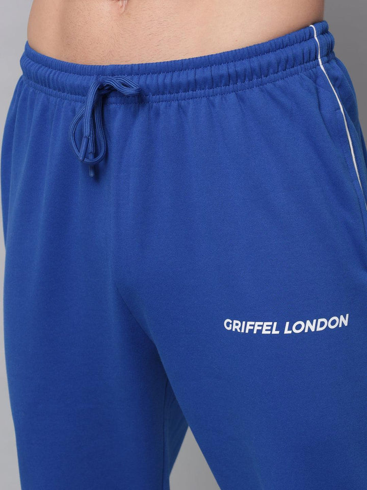 Griffel Men's Front Logo Fleece Zipper and Jogger Full set Royal Tracksuit - griffel
