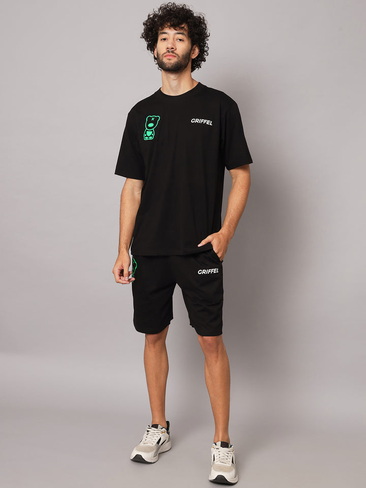 GRIFFEL Men Basic Solid Black Loose fit Shorts - griffel