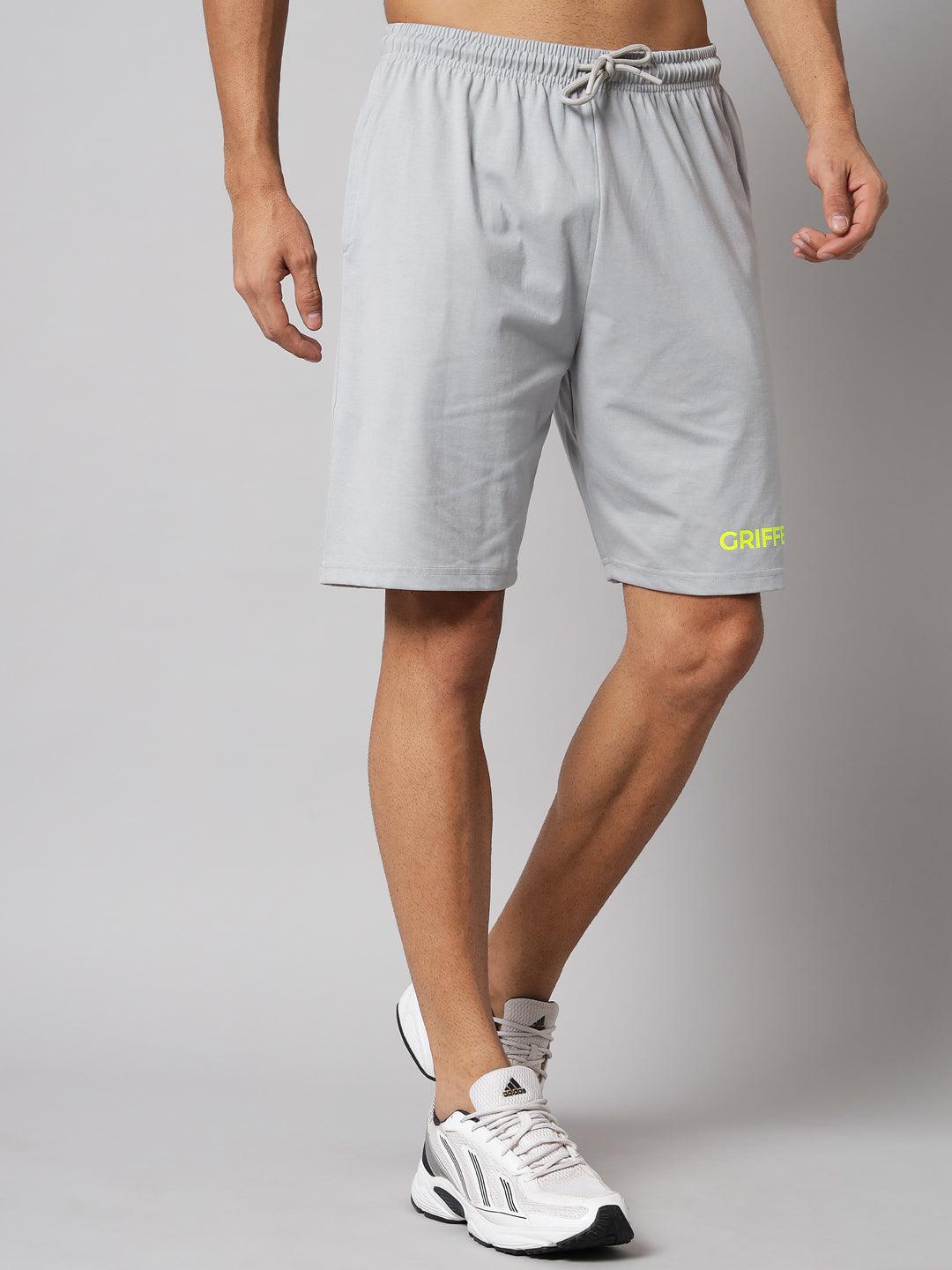 GRIFFEL Men Basic Solid Grey Regular fit Shorts - griffel