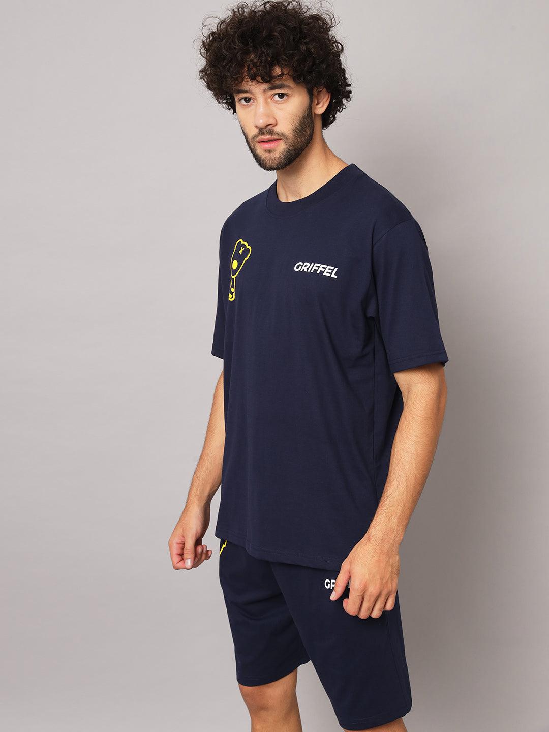 GRIFFEL Men Printed Navy Loose fit T-shirt - griffel