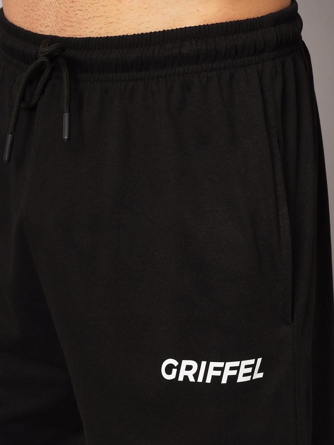 GRIFFEL Men Basic Solid Black Loose fit Shorts - griffel