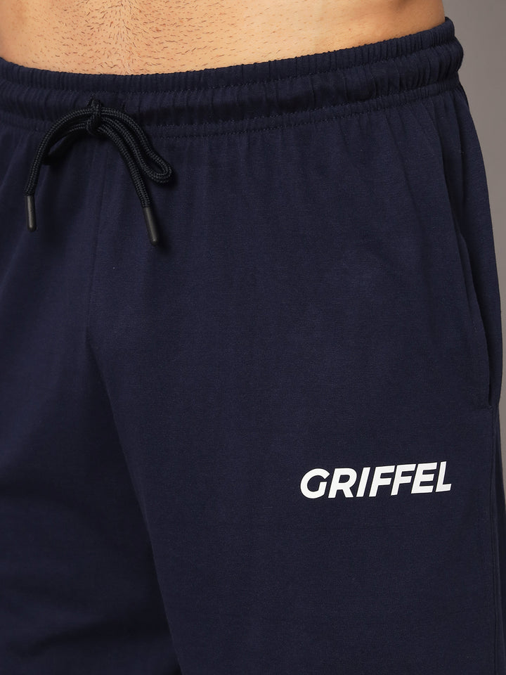 GRIFFEL Men Basic Solid Navy Loose fit Shorts - griffel
