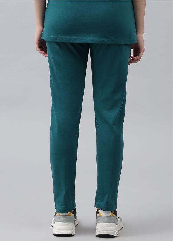 GRIFFEL Women Basic Solid Regular Fit Bottle Green Trackpant - griffel