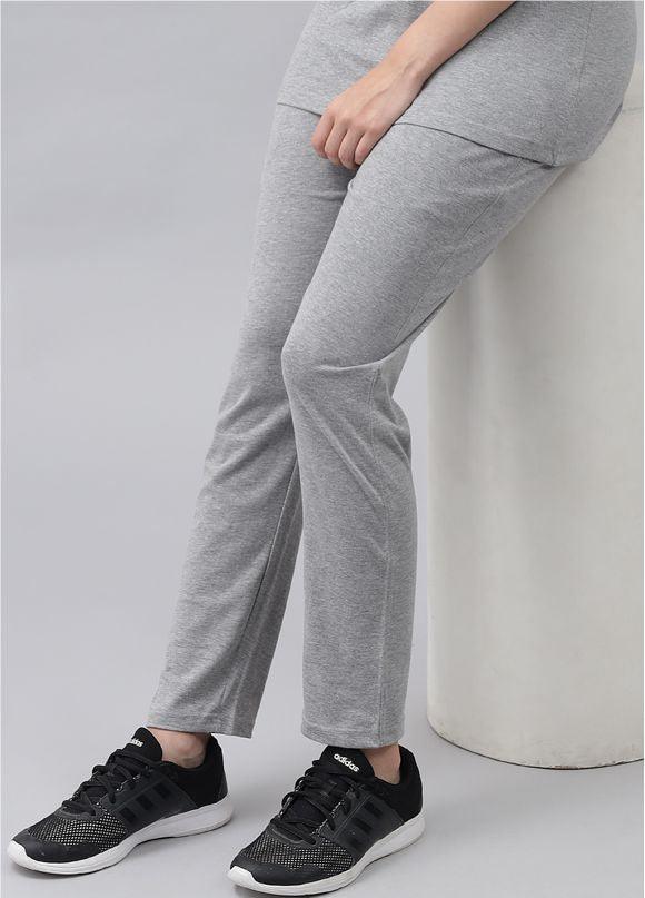 GRIFFEL Women Basic Solid Regular Fit Grey Trackpant - griffel