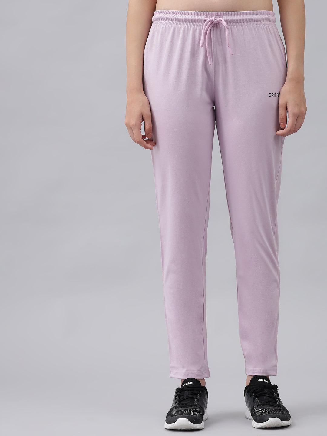 GRIFFEL Women Basic Solid Regular Fit Light Purple Trackpant - griffel