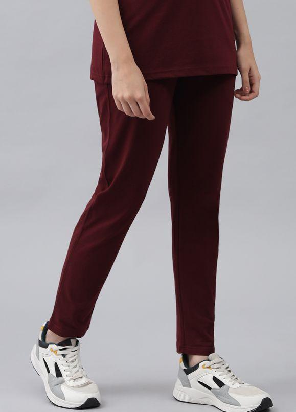 GRIFFEL Women Basic Solid Regular Fit Maroon Trackpant - griffel