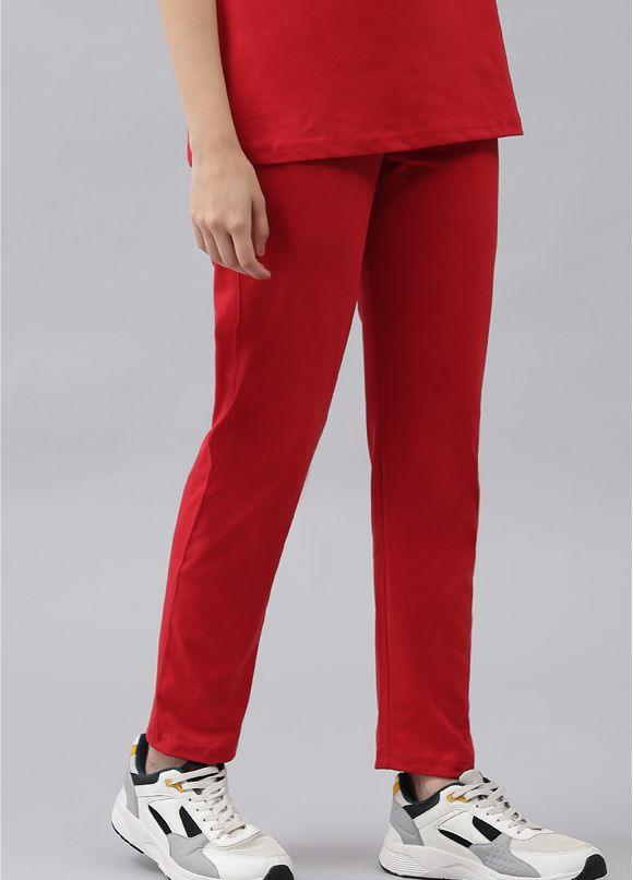 GRIFFEL Women Basic Solid Regular Fit Red Trackpant - griffel