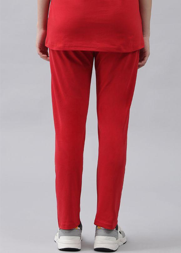 GRIFFEL Women Basic Solid Regular Fit Red Trackpant - griffel