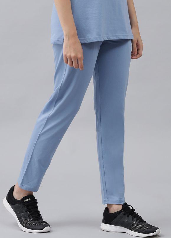 GRIFFEL Women Basic Solid Regular Fit Sky Blue Trackpant - griffel