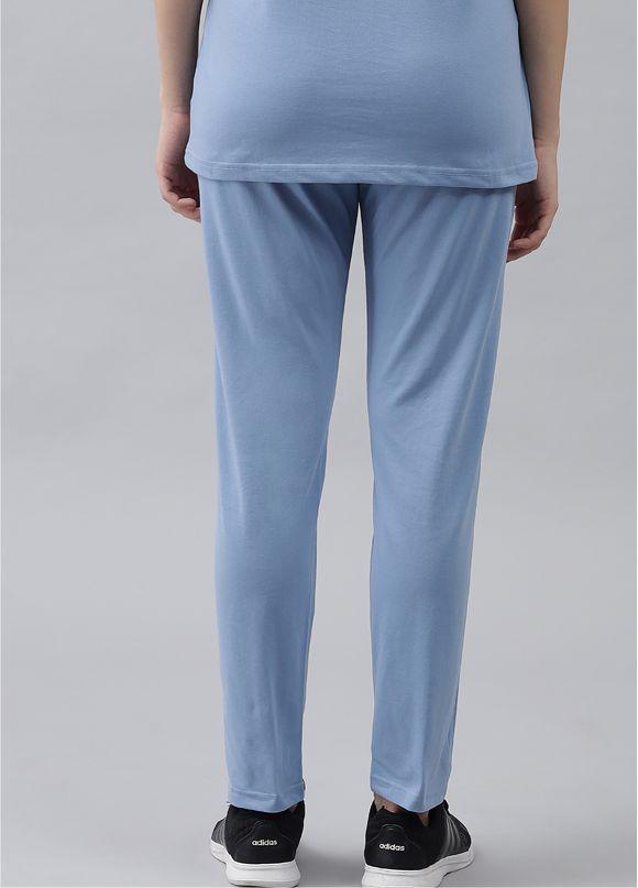 GRIFFEL Women Basic Solid Regular Fit Sky Blue Trackpant - griffel